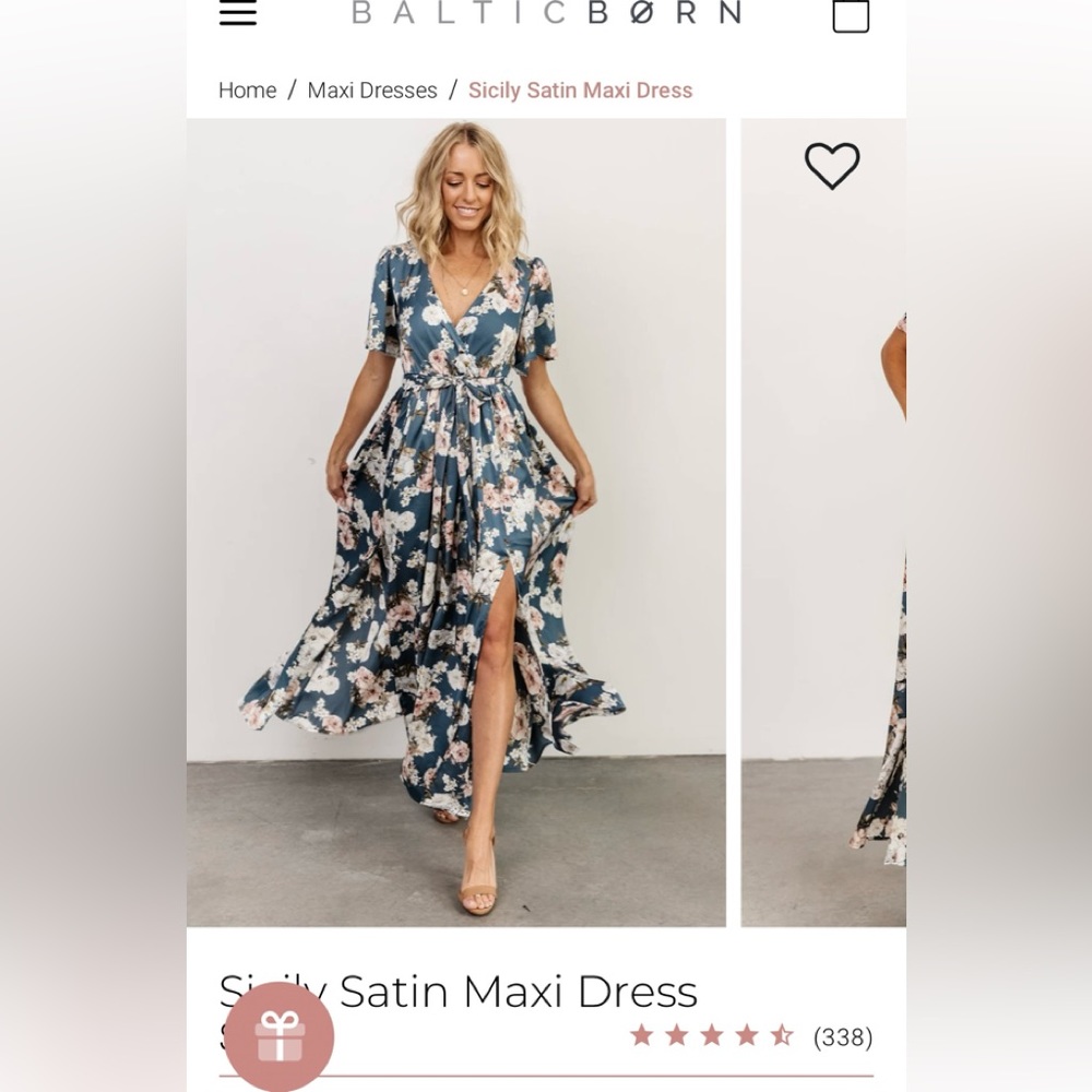 Baltic Born Sicily Satin Maxi Dress in Blue Floral